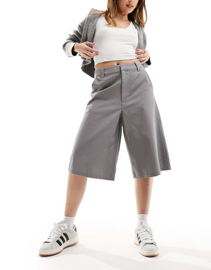 Asos Design Longline Shorts In Gray
