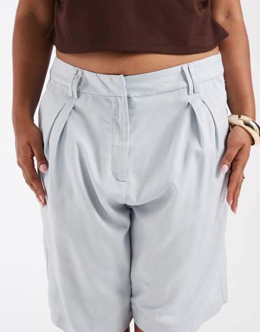 ASOS DESIGN – Longline-Shorts in sanftem Blau mit maskulinem Schnitt, 3 von 5