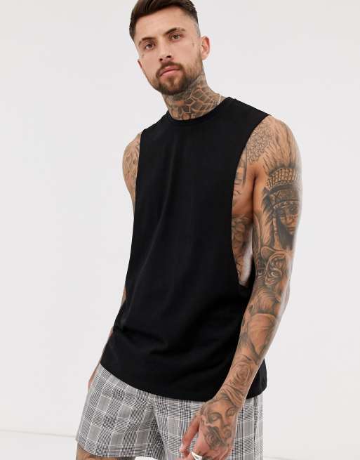 ASOS DESIGN longline sleeveless t-shirt with extreme dropped armhole in ...