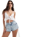 [ASOS DESIGN] ASOS DESIGN longline split front lace cami in white S White