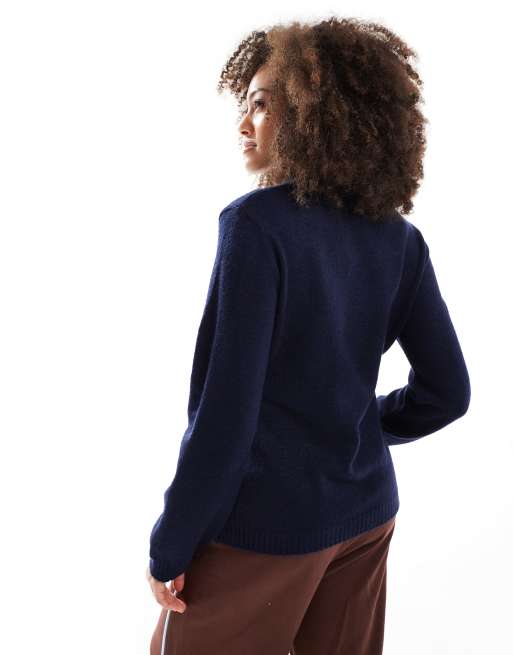 ASOS DESIGN – Longline-Strickjacke in Marineblau mit V-Ausschnitt und geraffter Taille, 4 von 4