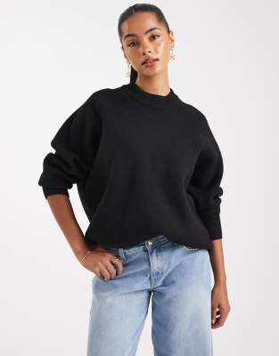 longline structured sweater in black