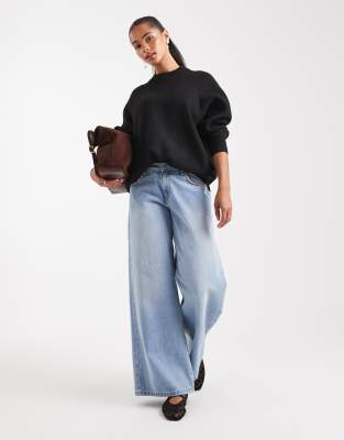 Asos Design Longline Structured Sweater In Black