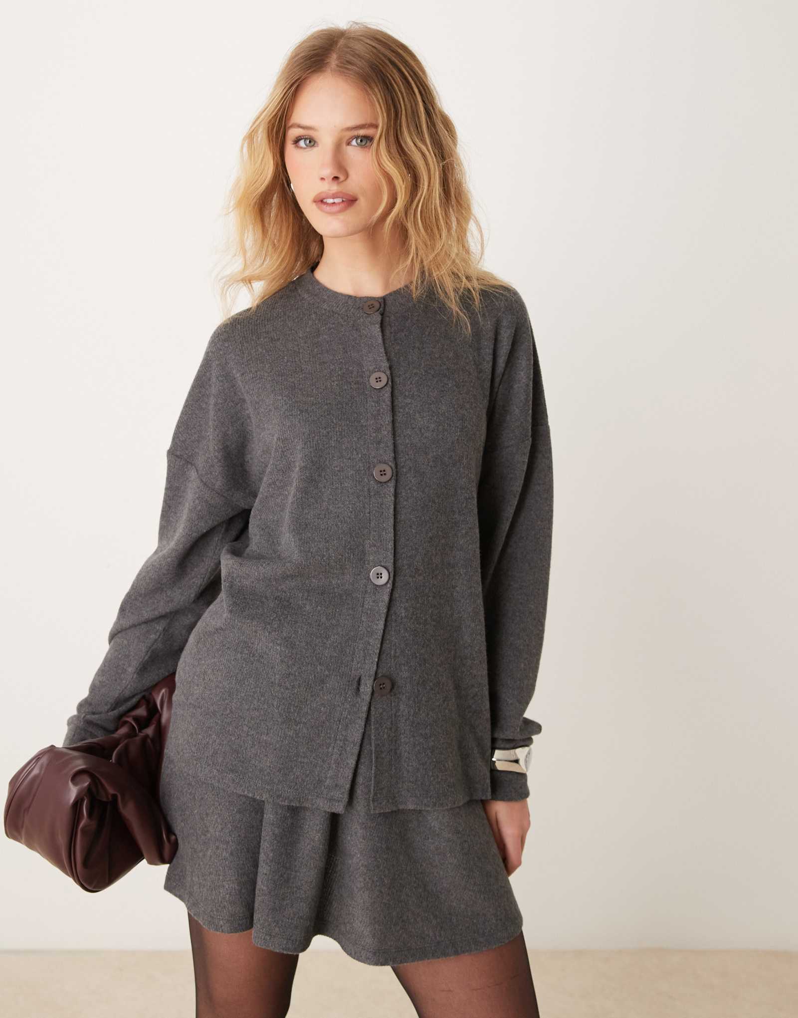 Дизайнерский кардиган ASOS DESIGN longline supersoft из серого вереска - часть комплекта
