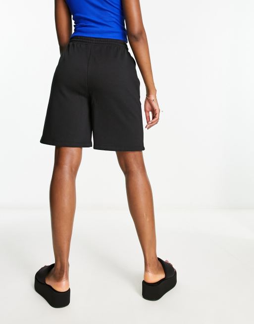 ASOS DESIGN longline sweat short in black