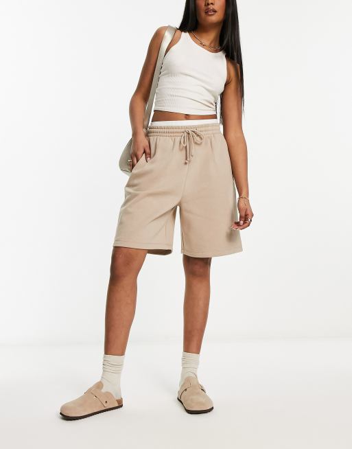 ASOS DESIGN longline sweat shorts in taupe ASOS