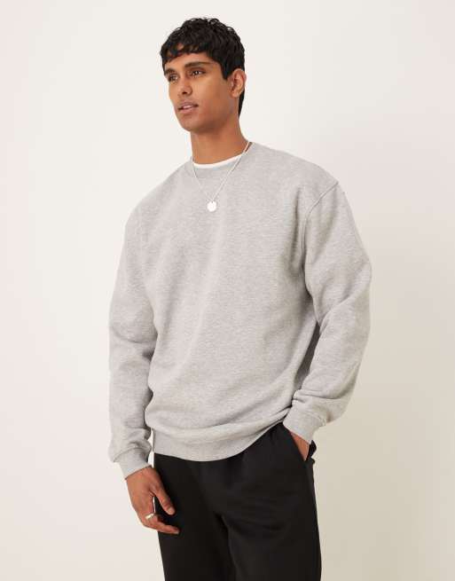 ASOS DESIGN longline sweatshirt in grey marl