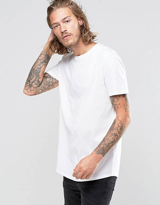 ASOS DESIGN longline t-shirt with crew neck and curved hem