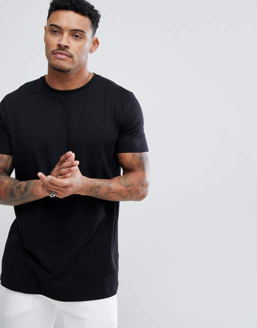 ASOS DESIGN longline t-shirt with crew neck in white