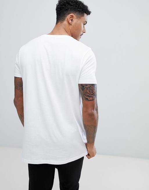 ASOS DESIGN longline t-shirt with crew neck in white