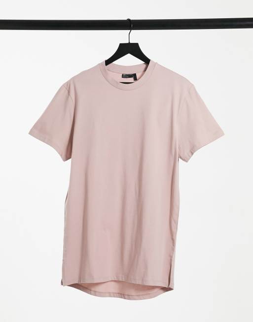 ASOS DESIGN longline t-shirt with side splits in lilac