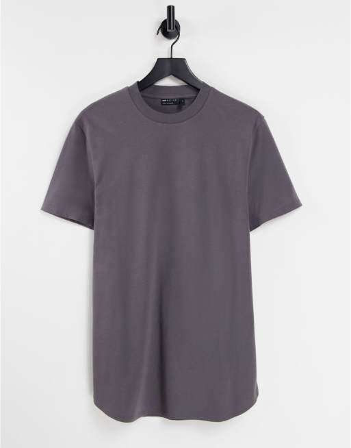 ASOS DESIGN longline t-shirt with side splits in washed black | ASOS