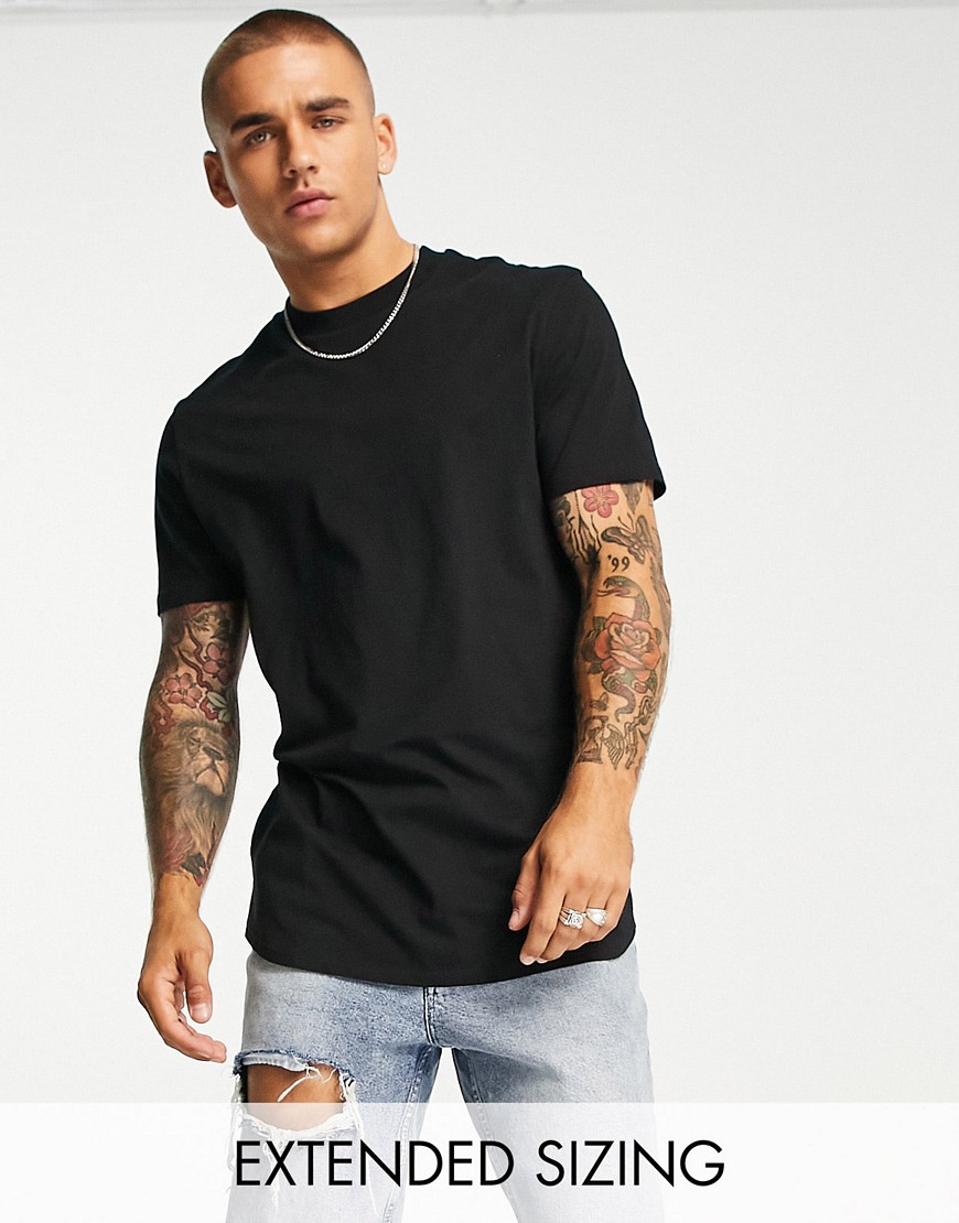 ASOS DESIGN longline t-shirt with sides splits in black