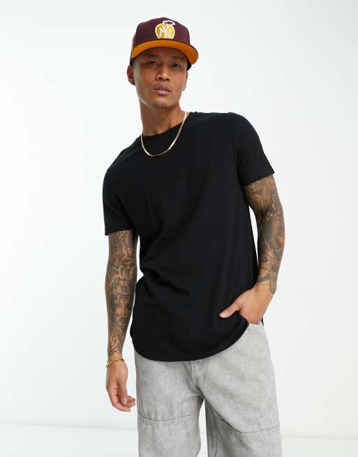 ASOS DESIGN longline t-shirt with sides splits in black | ASOS