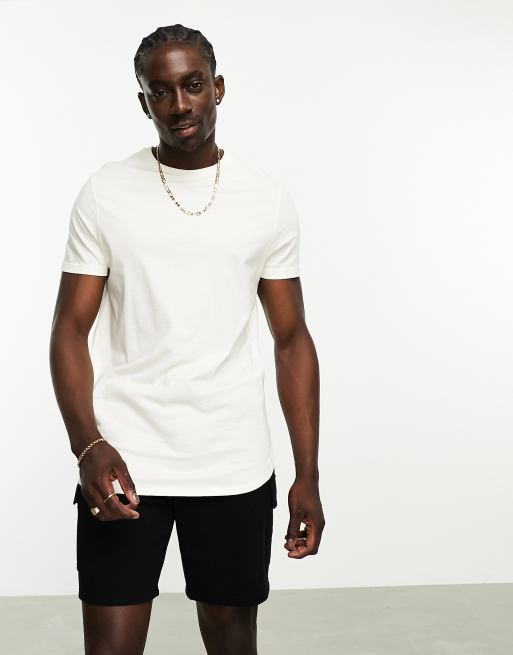 ASOS DESIGN longline t-shirt with crew neck in white