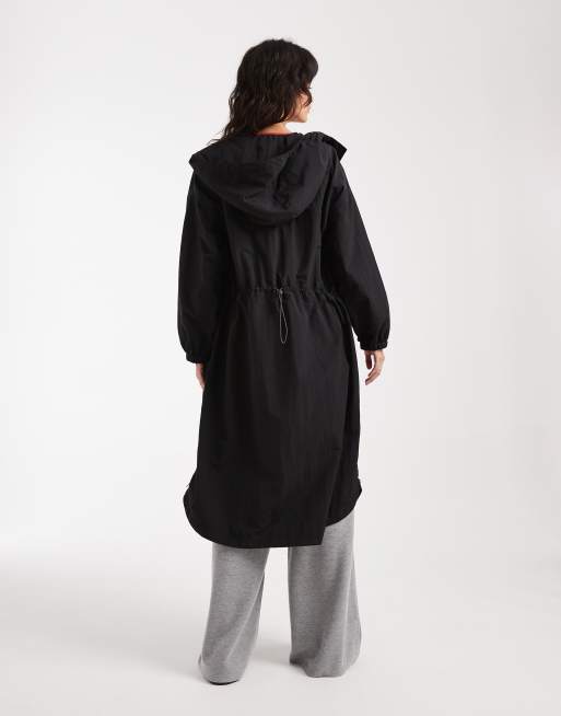 ASOS DESIGN longline tech rain coat in black, 2 of 4