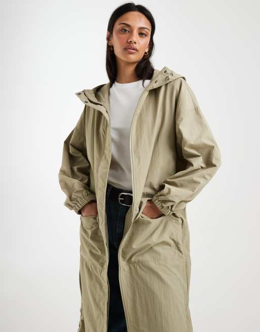 ASOS DESIGN longline tech rain coat in sand, 2 of 4