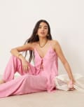 [ASOS DESIGN] ASOS DESIGN longline tie front cami in hot pink (part of a set) M Hot Pink