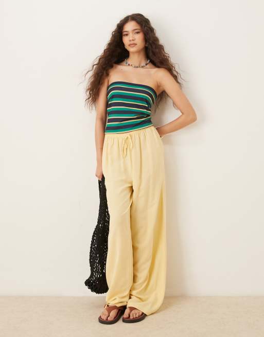 ASOS DESIGN - Longline-top med bandeau-snit og grønne striber, 2 af 4