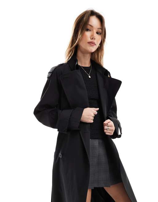 ASOS DESIGN longline trench coat in black