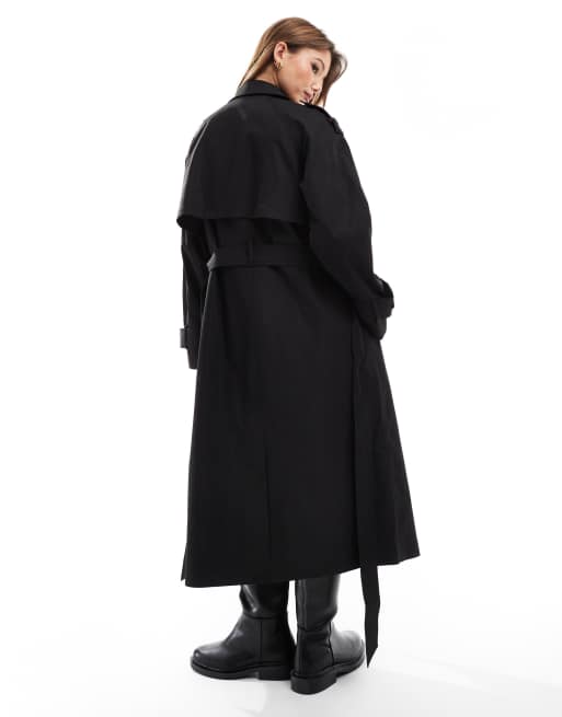 ASOS DESIGN longline trench coat in black