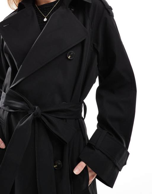 ASOS DESIGN longline trench coat in black