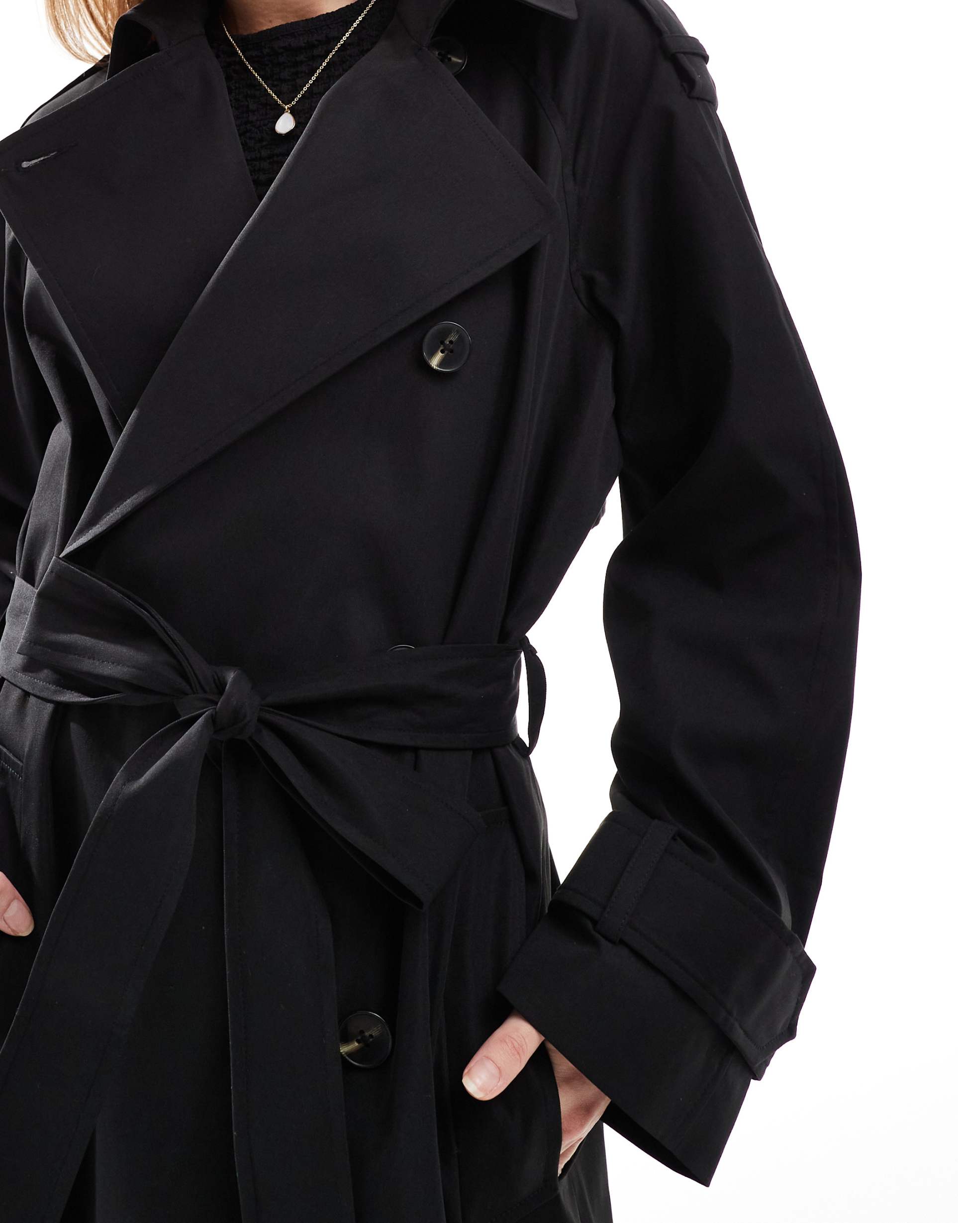 ASOS DESIGN longline trench coat in black