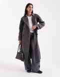 [ASOS DESIGN] ASOS DESIGN longline trench coat in charcoal-Grey 14 Charcoal