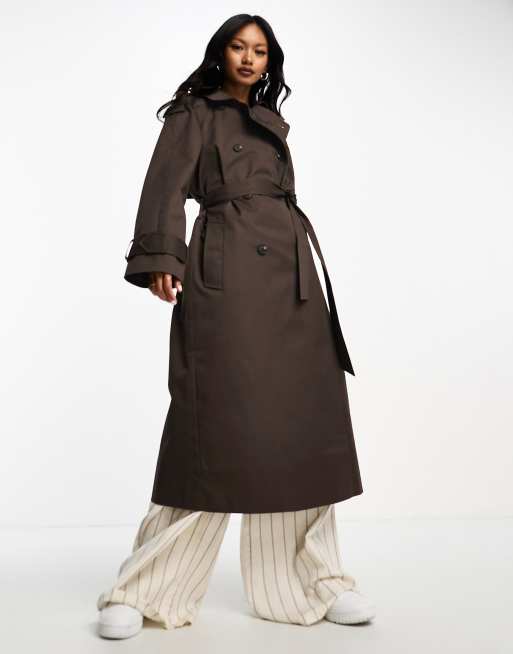 ASOS DESIGN short lightweight trench coat in dark stone