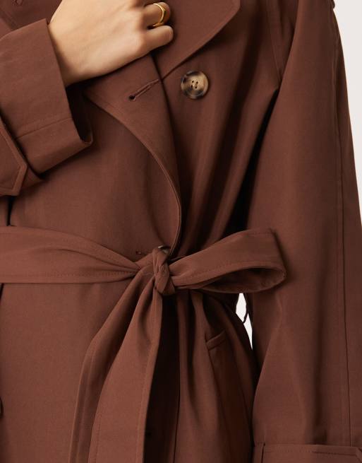 ASOS DESIGN longline trench coat in chocolate