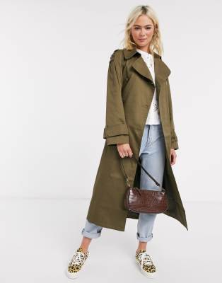 ASOS DESIGN longline trench coat in khaki