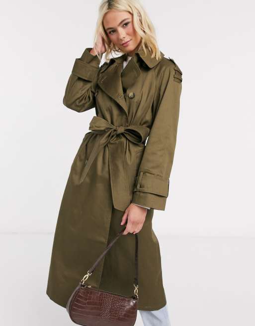 ASOS DESIGN longline trench coat in khaki