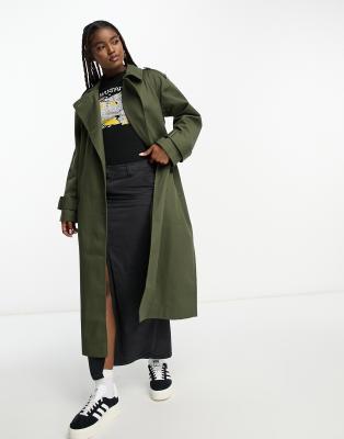 ASOS DESIGN longline trench coat in khaki - ASOS Price Checker