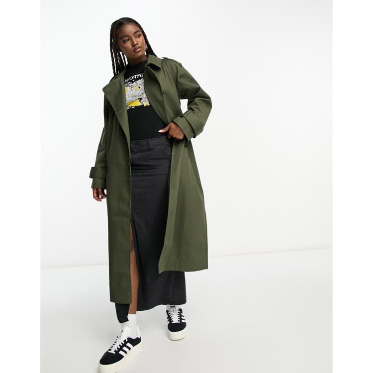 ASOS DESIGN longline trench coat in khaki