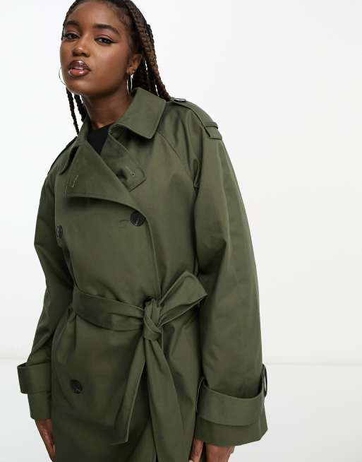 ASOS DESIGN longline trench coat in khaki