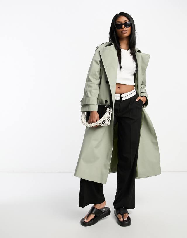 ASOS DESIGN - longline trench coat in light khaki