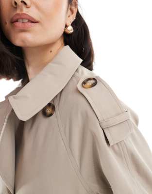 Shop Asos Design Longline Trench Coat In Brown