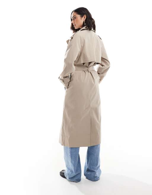 ASOS DESIGN longline trench coat in mushroom