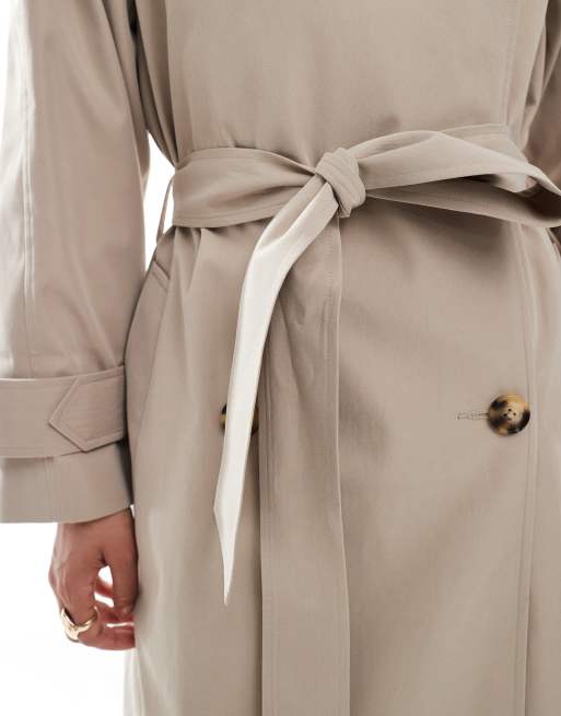 ASOS DESIGN longline trench coat in mushroom