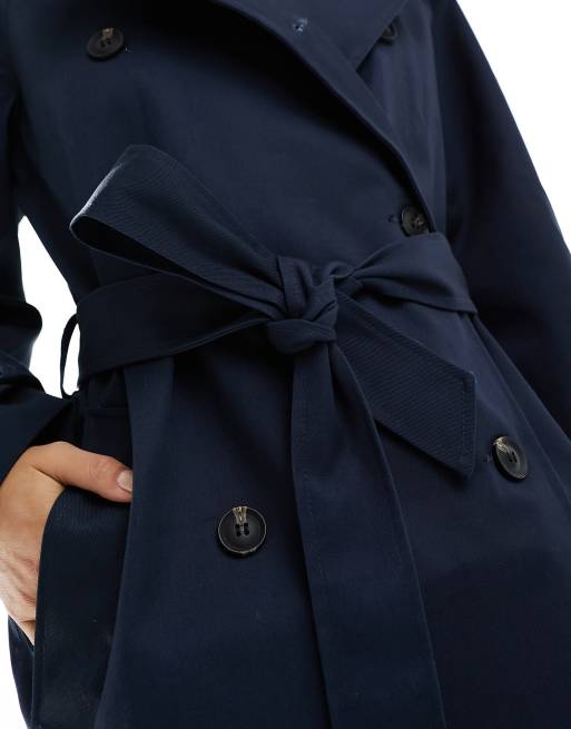ASOS DESIGN longline trench coat in navy, 3 of 4