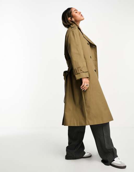 ASOS DESIGN longline trench coat in khaki