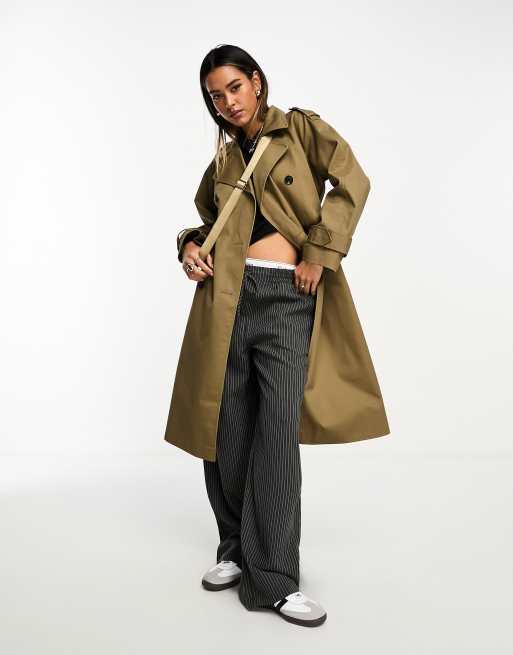 ASOS DESIGN longline trench coat in olive