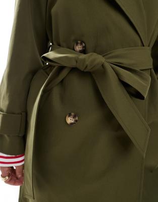 Asos Design Longline Trench Coat In Green