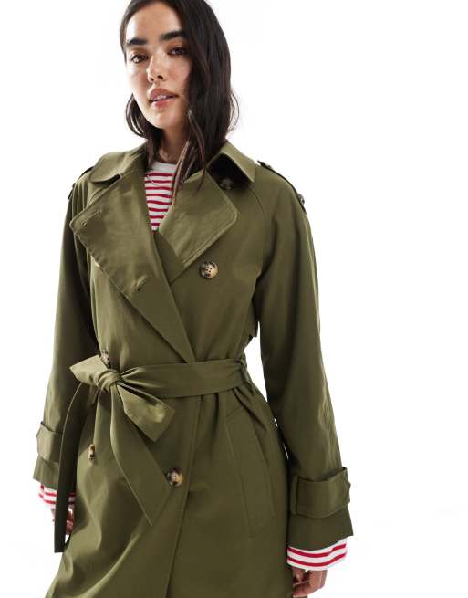 ASOS DESIGN longline trench coat in olive
