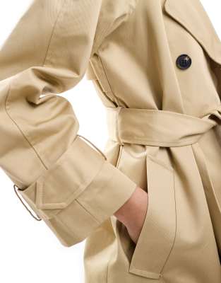 エイソス ASOS DESIGN longline trench coat in stone レディース-