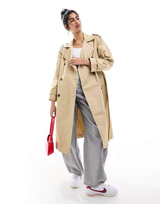 ASOS DESIGN longline trench in stone ASOS