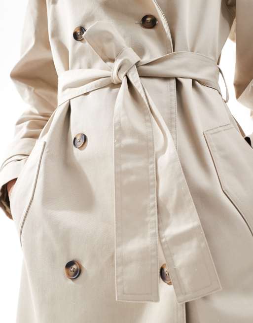ASOS DESIGN – Longline-Trenchcoat in Steinbeige mit Stehkragen, 3 von 4