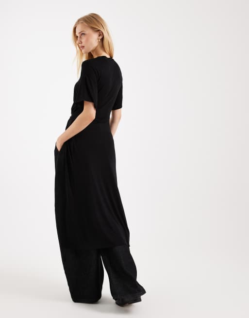 ASOS DESIGN longline tunic top with twist detail in black, 3 of 4