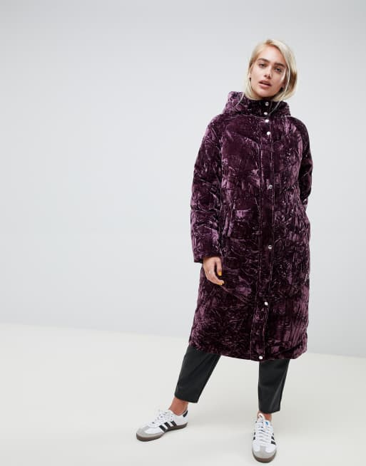 Padded velvet outlet coat