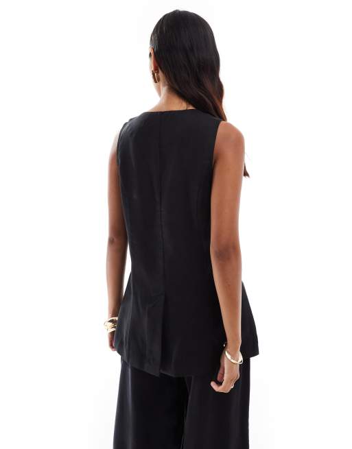 ASOS DESIGN longline vest in washed black - part of a set
